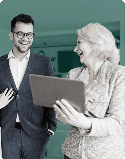 Looking at Google Reviews - Business people